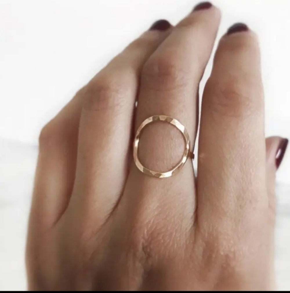 18k Gold Plated Hammered Circle Ring